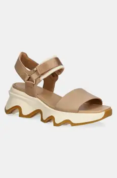 Sorel sandale de piele KINETIC IMPACT Y femei, culoarea bej, cu platforma, 2030461247 imagine