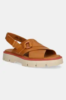 Sorel sandale de piele REIN CB CRISSCROSS femei, culoarea maro, cu platforma, 2114141708 imagine