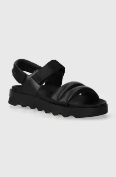 Sorel sandale de piele VIIBE SANDAL femei, culoarea negru, 2030511012 imagine