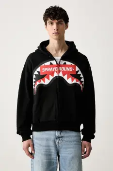 Sprayground hanorac cu fermoar si gluga pentru barbati din bumbac imagine