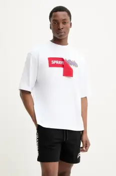Sprayground tricou din bumbac barbati, culoarea alb, cu imprimeu, SP699 imagine