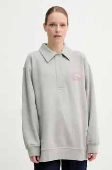 Stand Studio hanorac de bumbac Emberynn femei, culoarea gri, cu imprimeu, 66456-8505 imagine