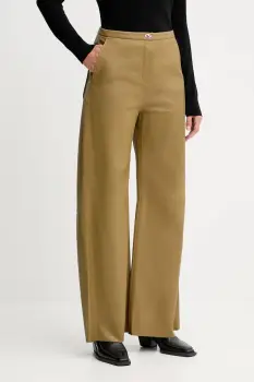 Stand Studio pantaloni de piele Rowena culoarea verde, lat, medium waist, 66529-7870 imagine
