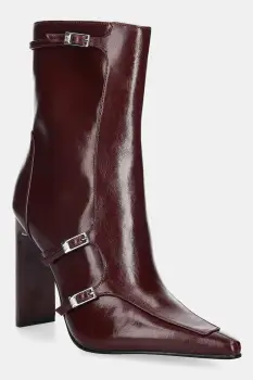 Steve Madden botine Fastened culoarea bordo, cu toc drept, 11004818 imagine