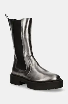 Steve Madden botine Ginny femei, culoarea argintiu, cu toc plat, SM11003332 imagine