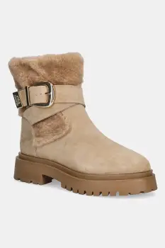 Steve Madden botine Lodge culoarea bej, cu toc plat, 11004980 imagine