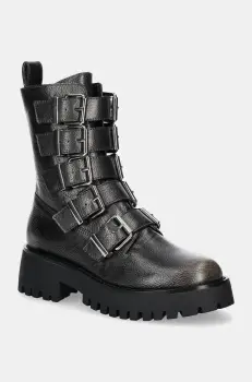 Steve Madden cizme de piele Director femei, culoarea gri, cu toc plat, SM11003347 imagine