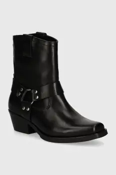 Steve Madden cizme de piele Quintana femei, culoarea negru, cu toc drept, izolare usoara, SM11003295 imagine