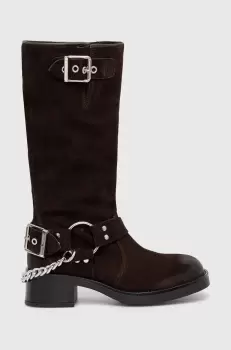 Steve Madden cizme din nubuc Beau-C culoarea maro, cu toc plat, SM11003094 imagine