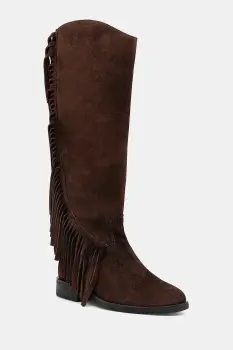 Steve Madden cizme din piele intoarsa Nigella culoarea maro, cu toc plat, 11004914 imagine