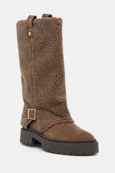 Steve Madden cizme Godiva culoarea bej, cu toc plat, 11003413 imagine