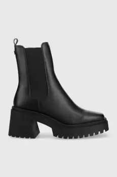 Steve Madden ghete chelsea de piele Parkway femei, culoarea negru, cu toc drept imagine