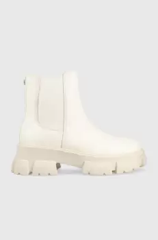 Steve Madden ghete chelsea de piele Tunnel femei, culoarea bej, cu platforma imagine