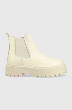 Steve Madden ghete chelsea de piele Veerly femei, culoarea bej, cu platforma imagine