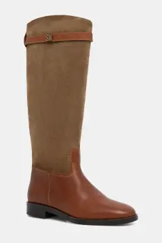 Steve Madden ghete de piele Novi culoarea bej, cu toc plat, 11004728 imagine