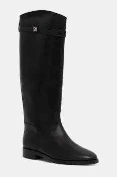 Steve Madden ghete de piele Novi culoarea negru, cu toc plat, 11004728 imagine