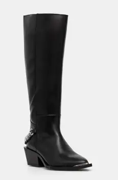 Steve Madden ghete de piele Xayenne femei, culoarea negru, cu toc drept, SM11003321 imagine