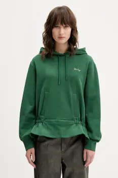 Stine Goya hanorac de bumbac culoarea verde, cu gluga, uni, SG-AW25-T085-2430 imagine