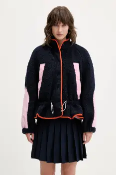 Stine Goya hanorac fleece culoarea bleumarin, cu imprimeu, SG-AW25-J058-2412 imagine