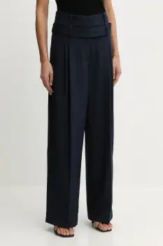 Stine Goya pantaloni 0 culoarea bleumarin, lat, high waist, SG-AW25-P113-2435 imagine