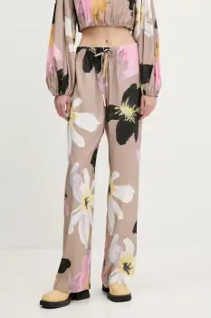 Stine Goya pantaloni culoarea bej, lat, high waist, SG-PF25-P009-2070 imagine