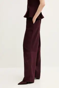 Stine Goya pantaloni culoarea bordo, lat, high waist, SG-SS25-P077-2330 imagine