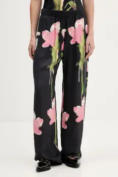 Stine Goya pantaloni culoarea negru, lat, high waist, SG-AW25-P009-2263 imagine