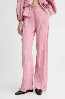 Stine Goya pantaloni culoarea roz, drept, high waist, SG-SS25-P078-2342 imagine