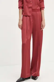 Stine Goya pantaloni femei, culoarea bordo, drept, high waist, SG5961 imagine