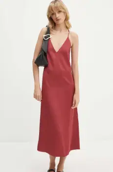 Stine Goya rochie culoarea bordo, midi, evazati, SG5862 imagine