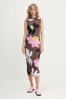 Stine Goya rochie culoarea maro, midi, mulata, SG-PF25-D104-2244 imagine