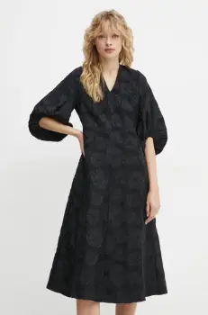 Stine Goya rochie culoarea negru, midi, evazati, SG-PS25-D061-2307 imagine