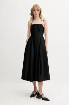 Stine Goya rochie culoarea negru, midi, evazati, SG-SS25-D092-2349 imagine