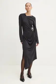 Stine Goya rochie culoarea negru, midi, mulata, D027-2254 imagine