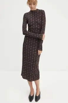 Stine Goya rochie culoarea negru, midi, mulata, D074-2244 imagine