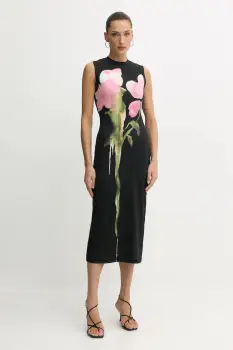 Stine Goya rochie culoarea negru, midi, mulata, SG-AW25-D104-2244 imagine