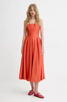 Stine Goya rochie culoarea portocaliu, midi, evazati, SG-SS25-D092-2349 imagine