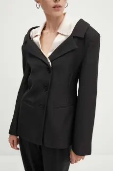 Stine Goya sacou culoarea negru, un singur rand de nasturi, neted, J002-2252 imagine