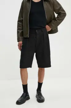 Sunflower pantaloni scurti din in culoarea negru, 4148. imagine