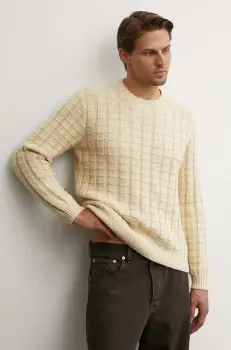 Sunflower pulover din amestec de lana barbati, culoarea galben, 3049 imagine