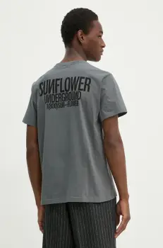 Sunflower tricou din bumbac barbati, culoarea gri, cu imprimeu, 2038. imagine
