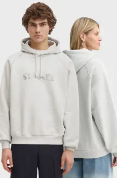 Sunnei hanorac de bumbac culoarea gri, cu gluga, melanj, RTWXJER018 imagine