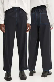 Sunnei pantaloni culoarea albastru marin, drept, high waist, RTWXBOT001 imagine