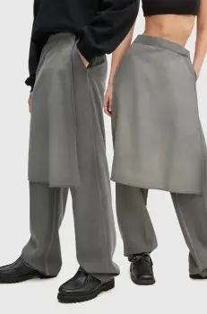 Sunnei pantaloni de lana culoarea gri, lat, high waist, RTWXBOT018 imagine