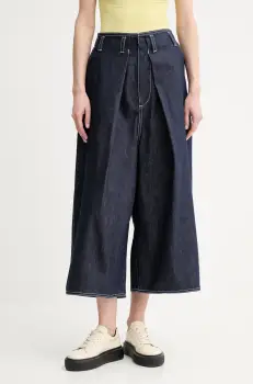 Sunnei pantaloni scurti jeans culoarea bleumarin, uni, high waist, RTWXBOT025 imagine