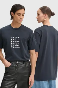 Sunnei tricou din bumbac culoarea albastru marin, cu imprimeu, RTWXJER016 imagine