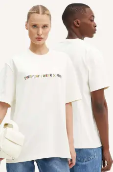 Sunnei tricou din bumbac culoarea bej, cu imprimeu, RTWXJER007 imagine