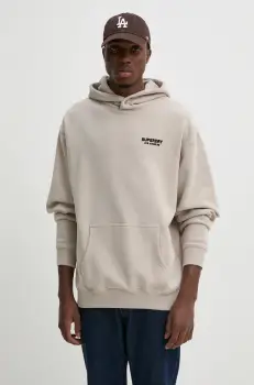 Superdry bluza barbati, culoarea bej, cu gluga, cu imprimeu, M2013726A-7MO imagine