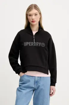 Superdry bluza femei, culoarea negru, cu imprimeu, W2012295A-02A imagine