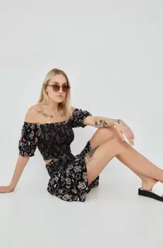 Superdry bluza femei, culoarea negru, modelator imagine